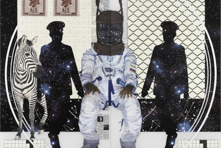 Tavares Strachan, Self Portrait as King Oba with Blue Soldiers, 2023