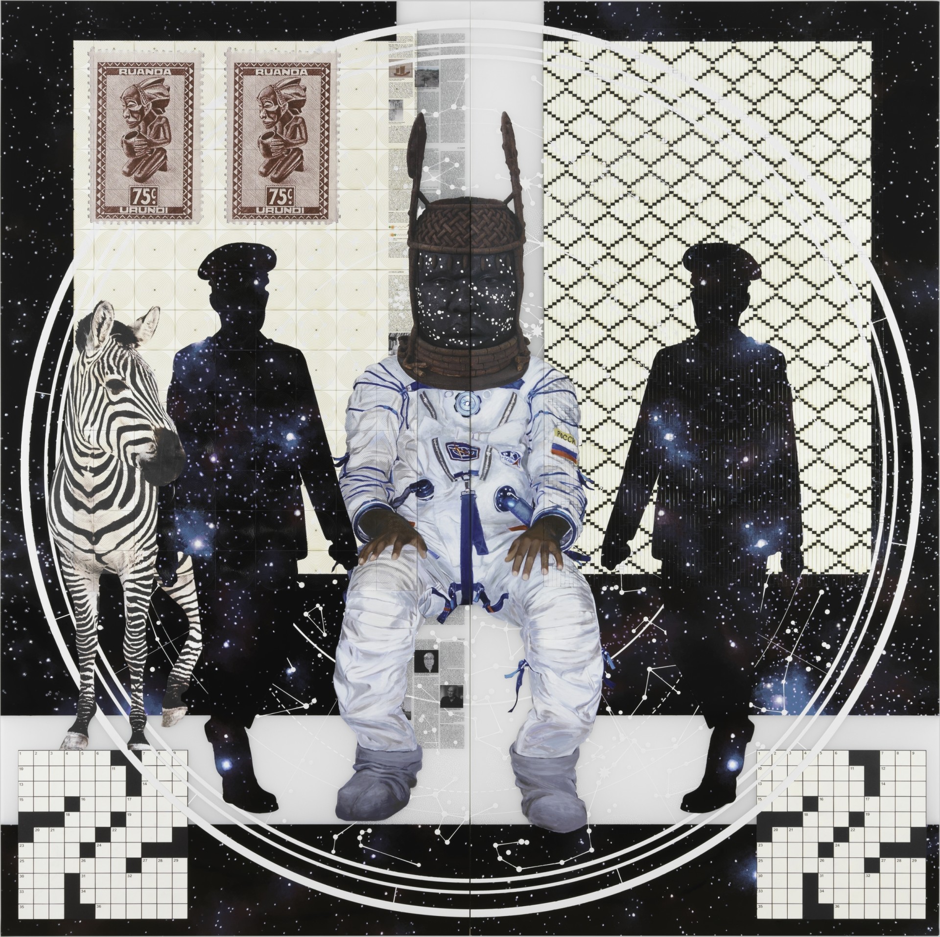 Tavares Strachan, Self Portrait as King Oba with Blue Soldiers, 2023