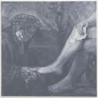 Yan Pei-Ming, La servante oubliée de Bethsabée au bain tenant la lettre du roi David, d’après Rembrandt, 2025