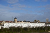 François Morellet, 4 trames 30° - 60° - 120° - 150° partant d’un angle du mur. Intervalles : hauteur du mur, 1977-2026