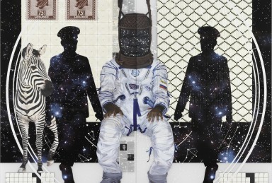 Tavares Strachan, Self Portrait as King Oba with Blue Soldiers, 2023