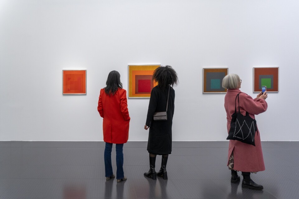 Josef ALBERS, Étude pour Hommage au carré, 1968, Affectueux (Hommage au carré), 1954, Hommage au carré, 1959 et Hommage au carré, 1956